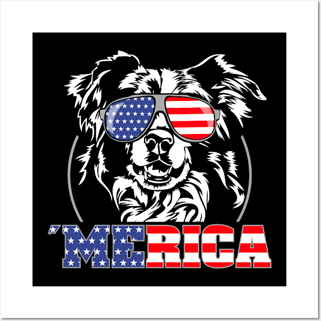 Proud Border Collie American Flag Merica Wall Art by wilsigns